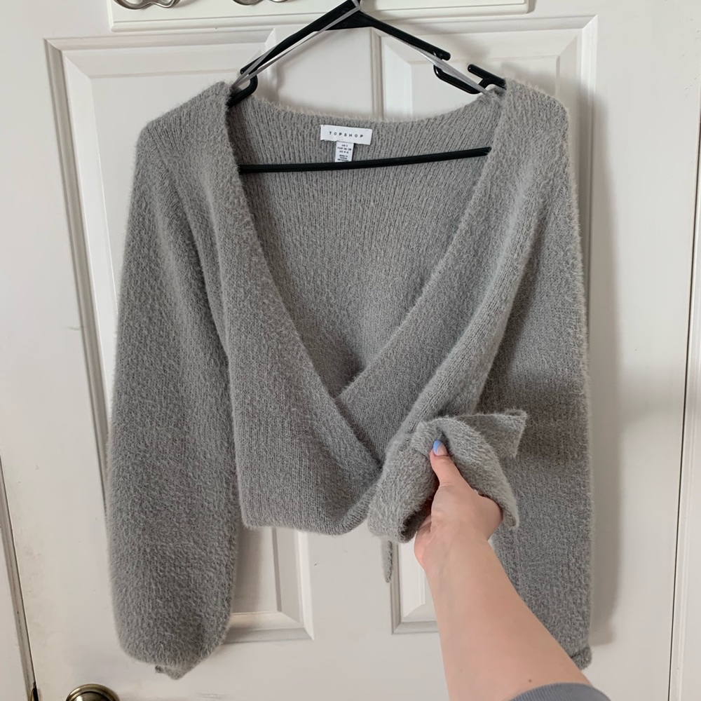 Gray Wrap/Tie Sweater